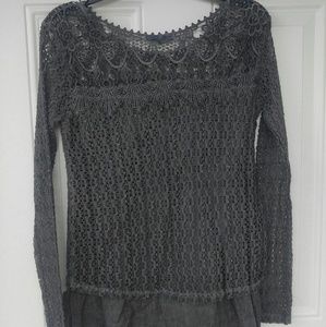 Layered open knit top